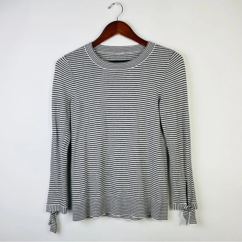 LOFT‎ Wool Blend Striped Tie Cuff Sweater Top